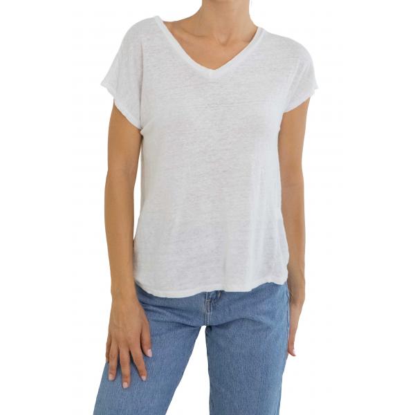 Maglia in lino con scollo a V